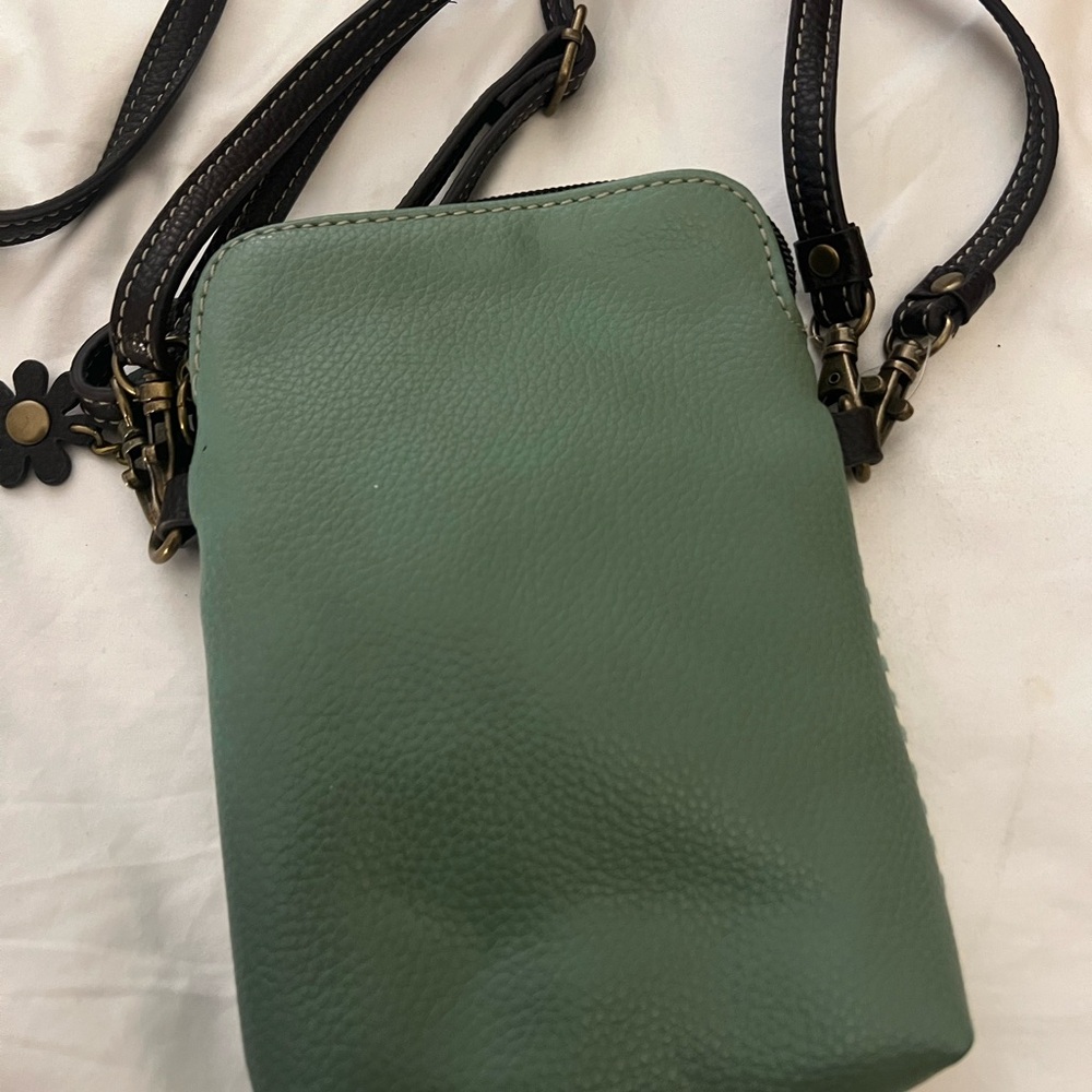 Chala Mint and Brown Turtle Crossbody Bag - Picture 3 of 5